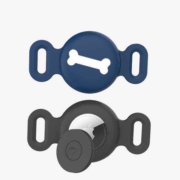 INF Beskyttende silikoneetui til Apple AirTag Pet Tracker Sort + blå M