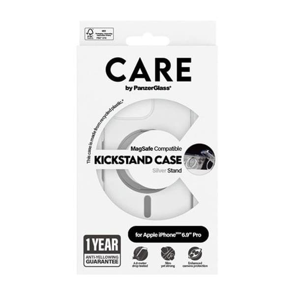 Coque för iPhone 16 Pro Max Kompatibel med MagSafe Kickstand Edition Panzer Glass Transparent