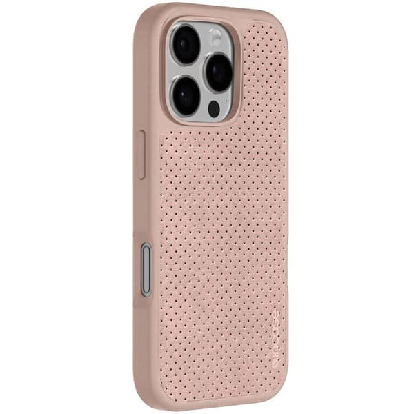 Coque MagSafe för iPhone 16 Pro Imiterat Läder Perforerat Stöttåligt 3m Incase Puderrosa