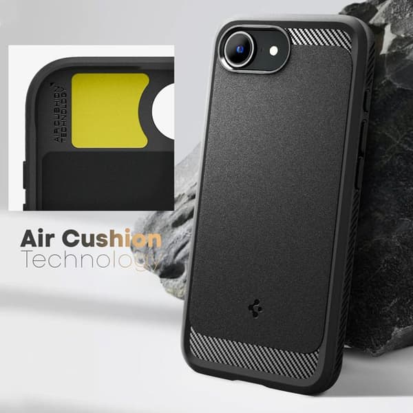 Coque MagSafe för iPhone 16e Stötabsorberande Förstärkt Rugged Armor Mag Spigen SGP Svart