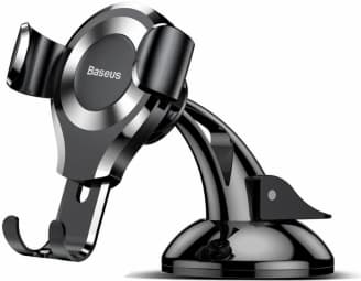SUPORT AUTO Baseus Osculum pt. SmartPhone, fixare parbriz sau bord prin ventuza, negru + argintiu "SUYL-XP0S" - 6953156268777 Sort, Sølv