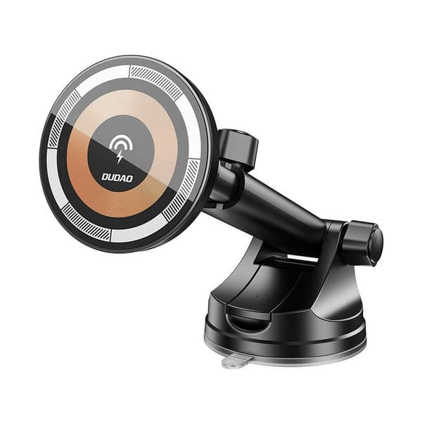 Magnetic car holder Dudao F12MAX+ with Qi induction charger, 15W (black) Sort