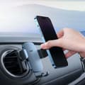 Miniatyrbillede 6 af 11: Baseus Metal Age II gravitational car phone holder to round ventilation grid (grey)