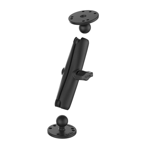 Ram Mounts Kaksi Pyöreää Levyä Koko B Pitkä Varsi Universaali Kaksoispallonivel Musta