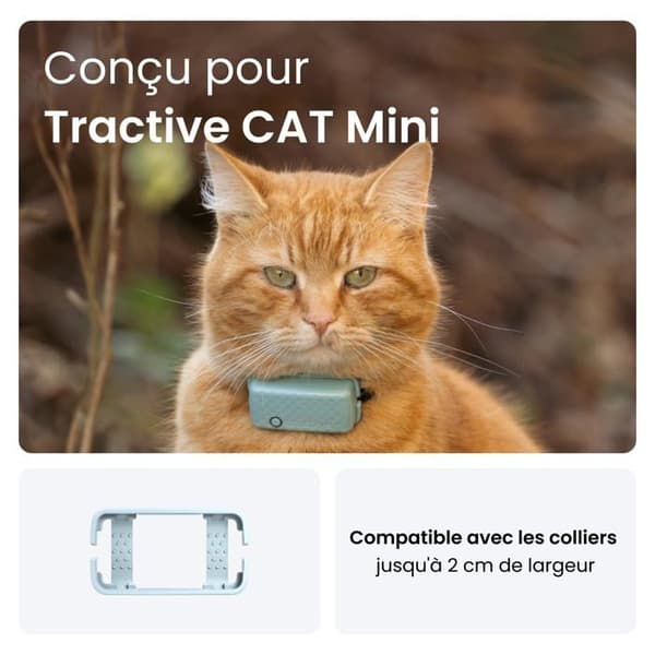 Tractive - TRCAT5CMMT - 2 styva fästen för GPS-halsband Cat Mini för att ge sig ut på äventyr i säkerhet