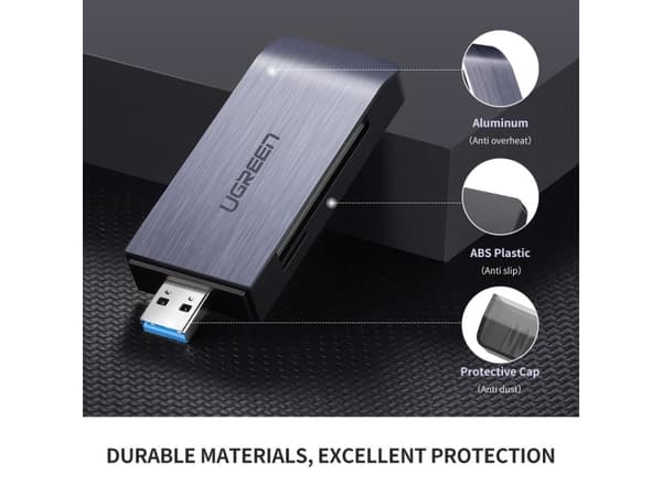 Ugreen 50541, CF, CF-tyyppi II, MMC, MMCmicro, MS PRO, MS Pro-HG, MS XC-HG Duo, Muistitikku (MS), MicroSD..., Terästä, 5000 Mbit/s, USB 3.2 Gen 1 (3.