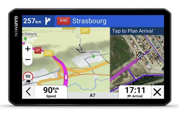 Garmin dezl LGV720, 17,6 cm (6.95"), 1024 x 600 piksler, TFT, 88,9 x 152,4 mm (3.5 x 6"), Horisontal, 89 x 152 mm Sort