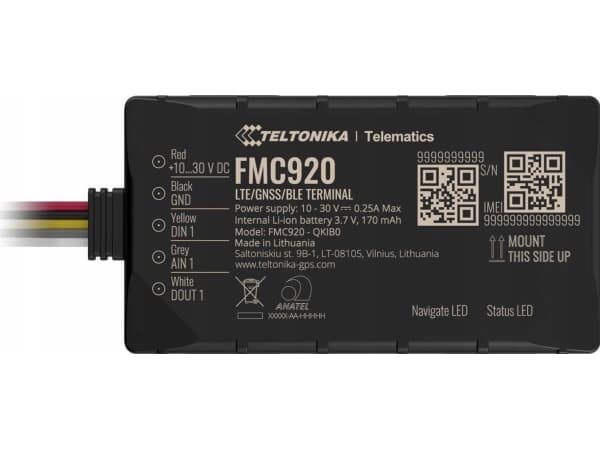 Teltonika FMC920-QKIB0, 0,128 GB, Micro-USB, Uudelleenladattava, Litiumioni (Li-Ion), 170 mAh, 54 g