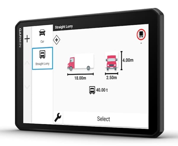 Garmin dezl LGV820, 20,3 cm (8"), 1280 x 800 piksler, TFT, 106,7 x 172,7 mm (4.2 x 6.8"), Horisontal, 107 x 172 mm