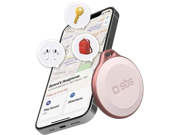 SBS TEFINDBTAPP, Universal, Spårningsbricka, Rosa, Dammresistent, Vattentålig, IP65, CR2032