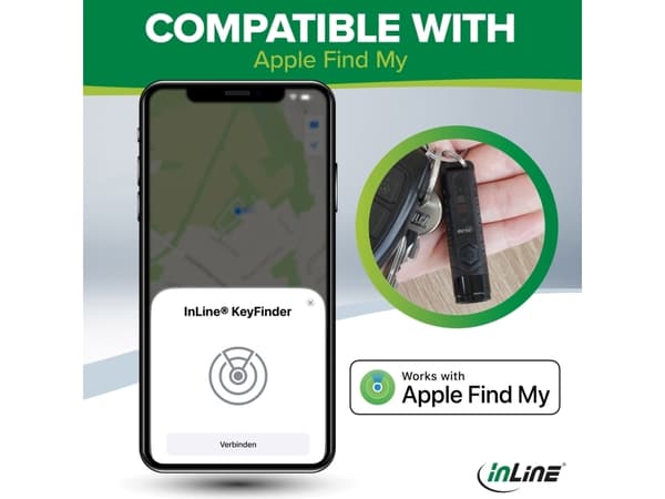 InLine KeyFinder älykäs avaimenperä LED-valolla 300mAh IP65 (40080L)