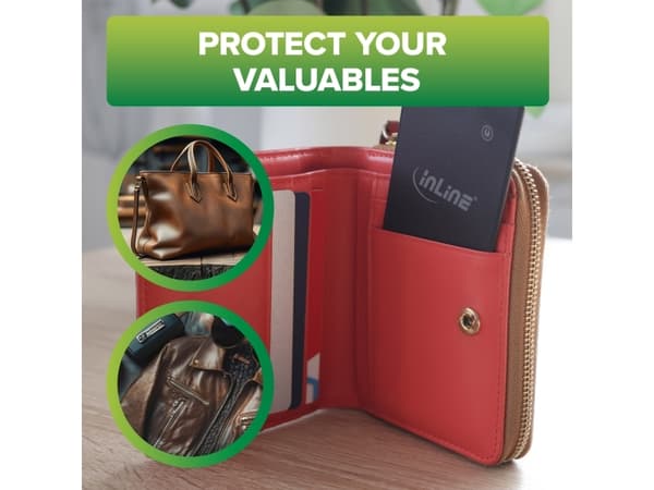 InLine Wallet Finder älykortti lompakkoon Qi lataus 100mAh (40080K)