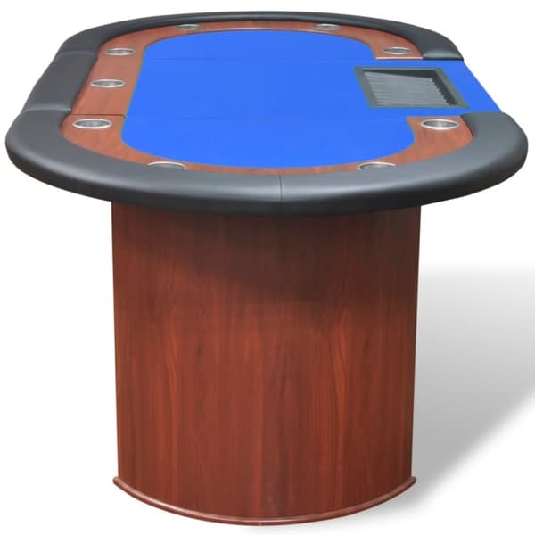 vidaXL Pokerbord för 10 spelare med dealerplats blå