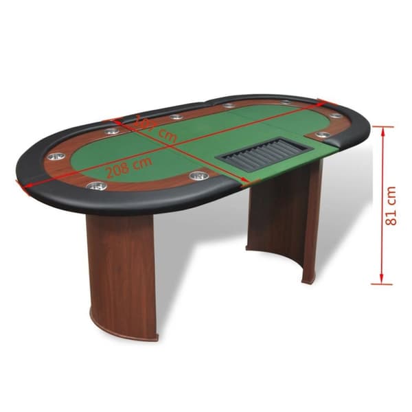 vidaXL Pokerbord för 10 spelare med dealerplats grön