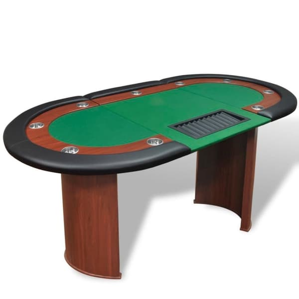 vidaXL 10 pers. pokerbord med dealerområde og jetonholder grøn