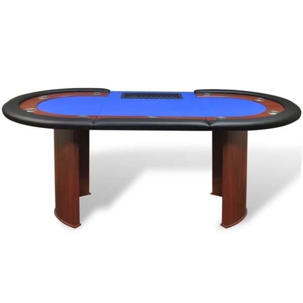 vidaXL Pokeripöytä 10 pelaajalle Jakoalue ja pelimerkkialusta Sininen