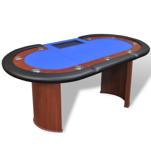vidaXL Pokeripöytä 10 pelaajalle Jakoalue ja pelimerkkialusta Sininen