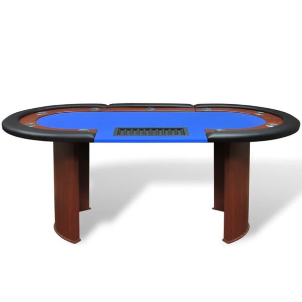 vidaXL Pokeripöytä 10 pelaajalle Jakoalue ja pelimerkkialusta Sininen