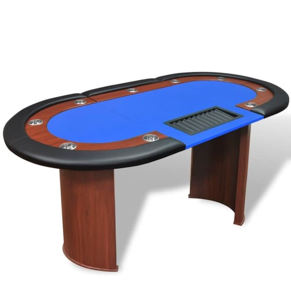 vidaXL 10 pers. pokerbord med dealerområde og jetonholder blå