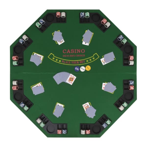 vidaXL foldbar pokerbordplade til 8 spillere ottekantet grøn