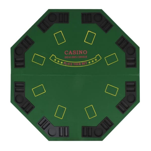 vidaXL foldbar pokerbordplade til 8 spillere ottekantet grøn