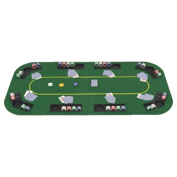 vidaXL foldbar pokerbordplade til 8 spillere rektangulær grøn