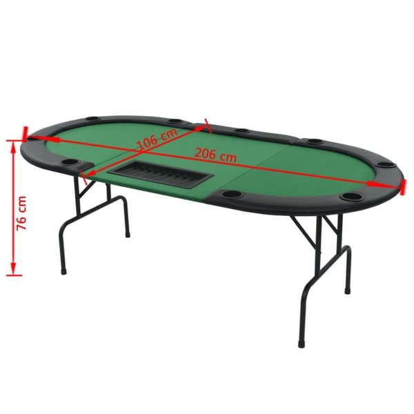 vidaXL Pokerbord 9 spillere sammenleggbar 3-delt oval grønn