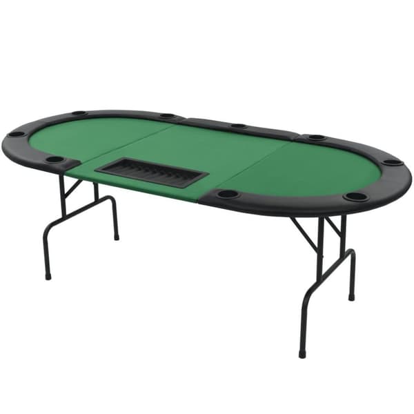vidaXL Pokerbord 9 spillere sammenleggbar 3-delt oval grønn