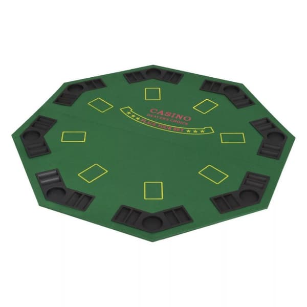 vidaXL Hopfällbar pokerbordsskiva 8 spelare åttkantigt 2-sidigt grönt