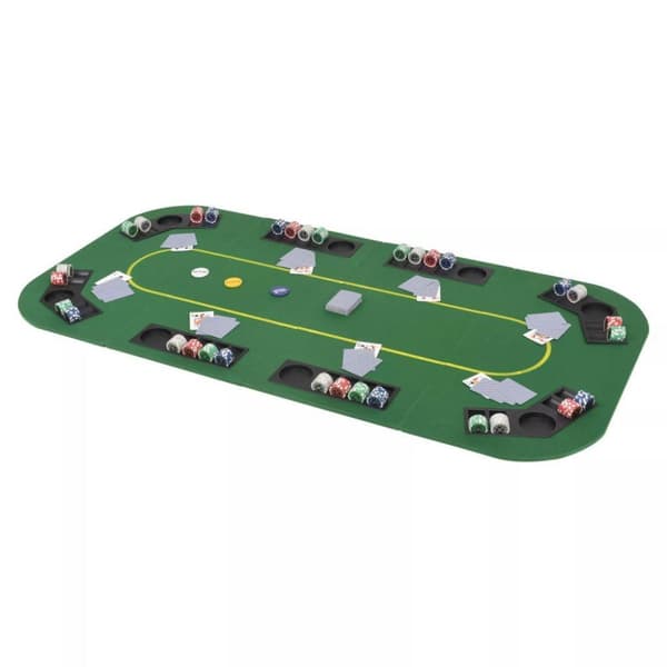 vidaXL Hopfällbar pokerbordsskiva 8 spelare rektangulärt 4-sidigt grön