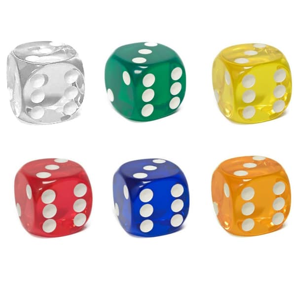 6 olikfärgade tärningar 16mm till spel sällskapsspel brädspel