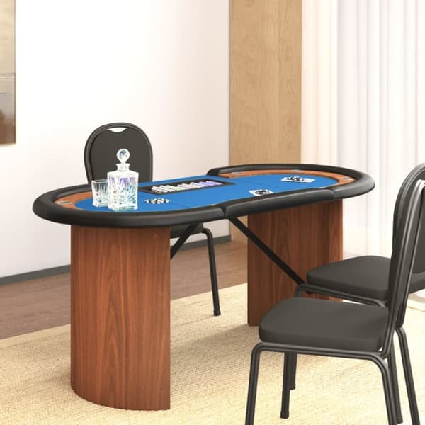 vidaXL Pokerbord med markerhållare 10 spelare 160x80x75 cm blå