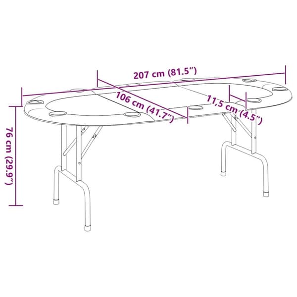vidaXL Pokerbord sammenleggbart 10 spillere grønn 207x106x76 cm