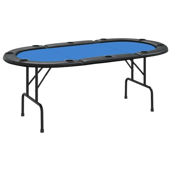 vidaXL 10 pelaajan kokoontaittuva pokeripöytä sininen 207x106x76 cm
