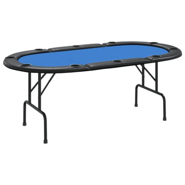10 pelaajan kokoontaittuva pokeripöytä sininen 206x106x75 cm