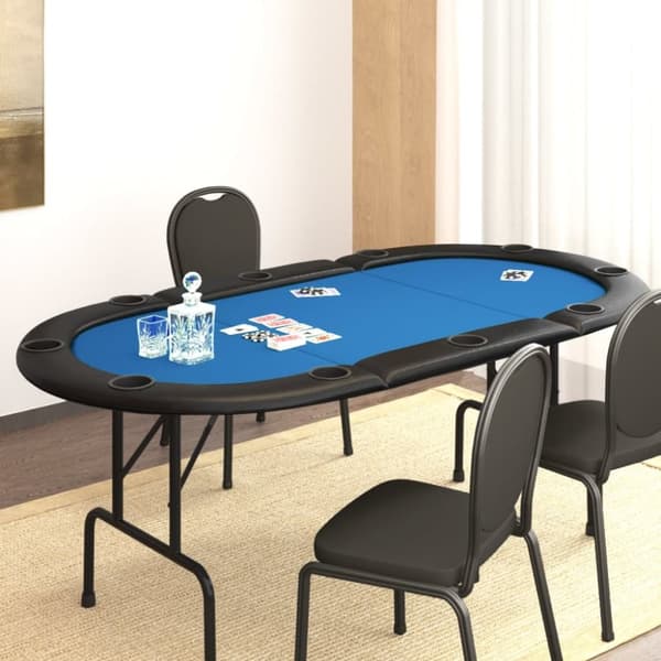 vidaXL 10 pelaajan kokoontaittuva pokeripöytä sininen 206x106x75 cm -  Pokeri- & pelipöydät
