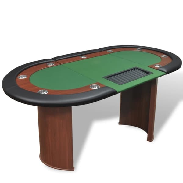 vidaXL 10 pers. pokerbord med dealerområde og jetonholder grøn -  Poker- & spilleborde