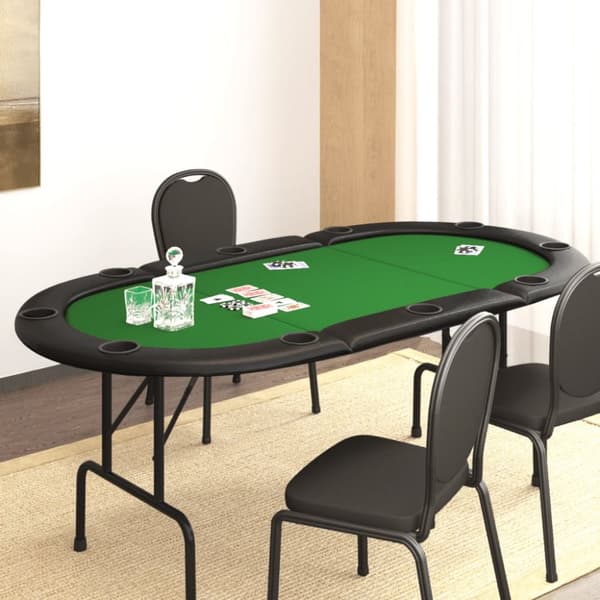 vidaXL 10 pelaajan kokoontaittuva pokeripöytätaso vihreä 206x106x75 cm -  Pokeri- & pelipöydät
