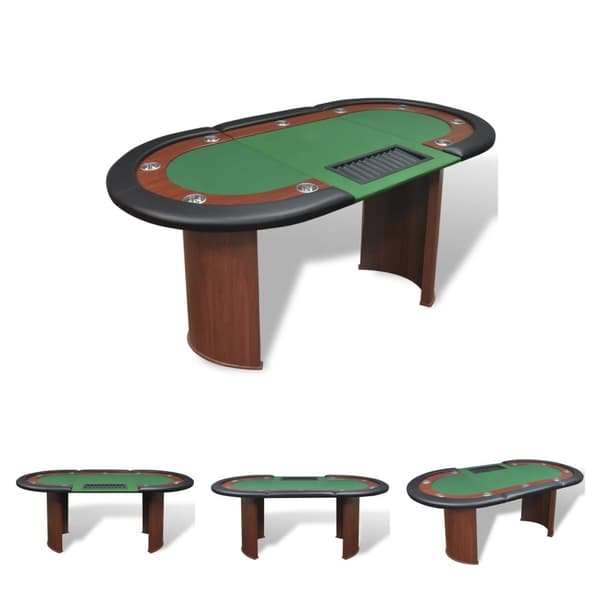 The Living Store 10 pers. pokerbord med dealerområde og jetonholder grøn -  Poker- & spilleborde