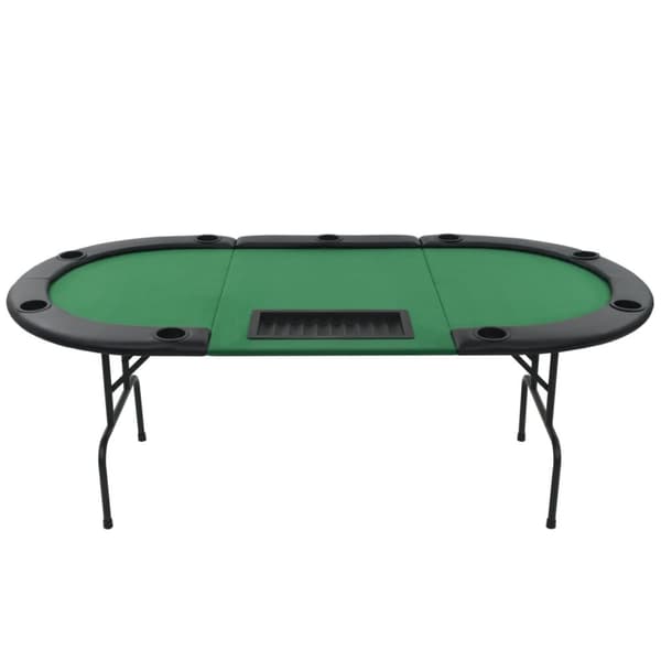 The Living Store Hopfällbart pokerbord 9 spelare ovalt 3-sidigt grönt -  Poker- & spelbord