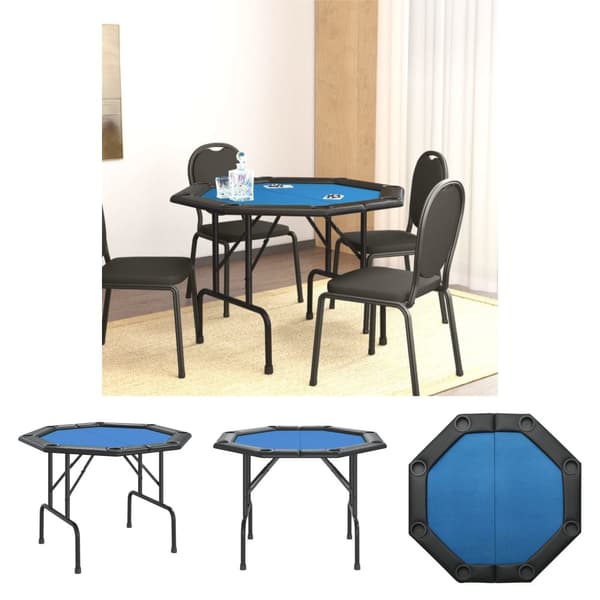 The Living Store foldbart pokerbordplade 8 pers. 108x108x75 cm blå -  Poker- & spilleborde