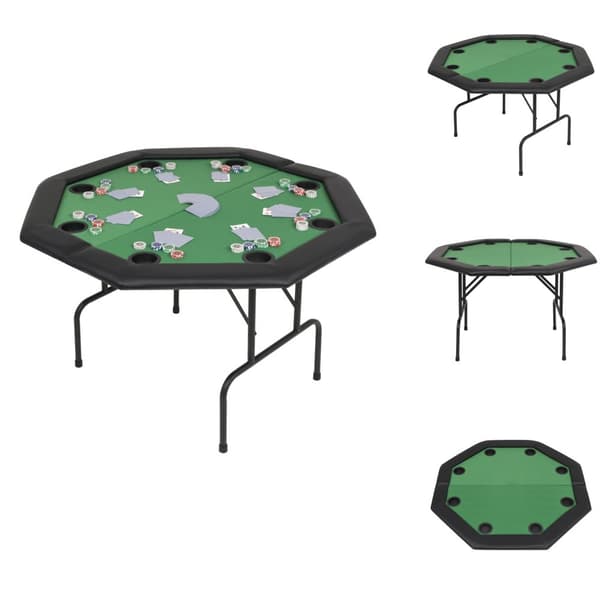Pokeri- & pelipöydät - Living Taitettava pokeripöytä 8 pelaajalle kahdeksankulmainen vihreä