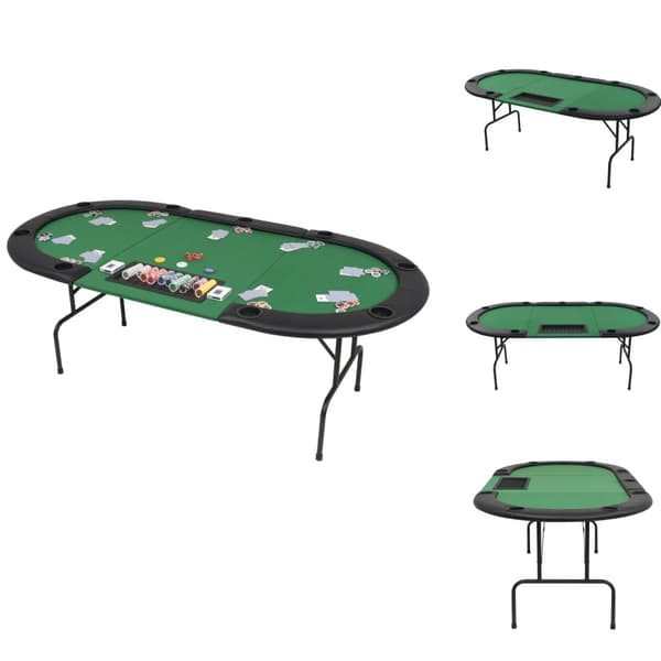 Pokeri- & pelipöydät - Living Kokoontaitettava pokeripöytä 9 pelaajalle soikea vihreä