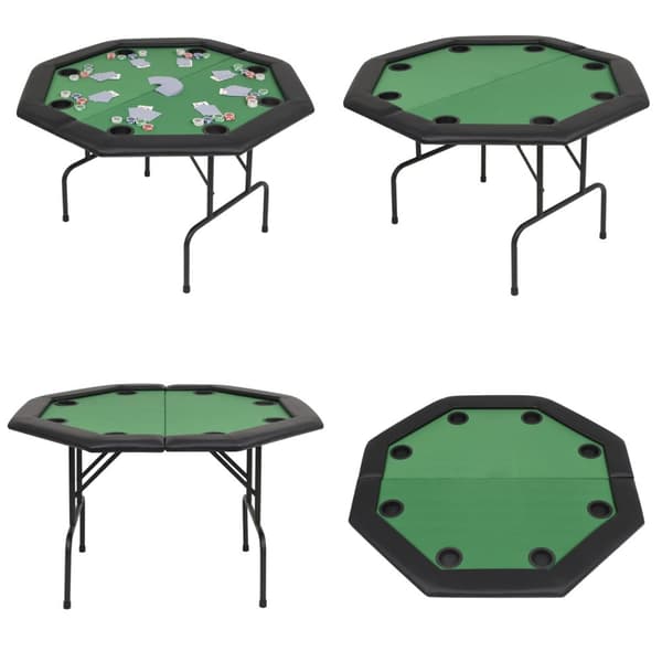 Taitettava pokeripöytä 8 pelaajalle kahdeksankulmainen vihreä - Pokeripöytä - Pokeripöydät - Home & Living