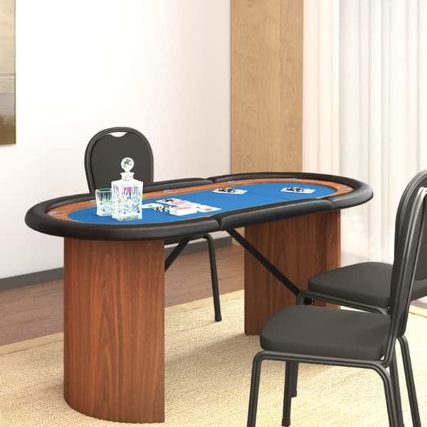 Pokerbord för 10 spelare 160x80x75 cm blå