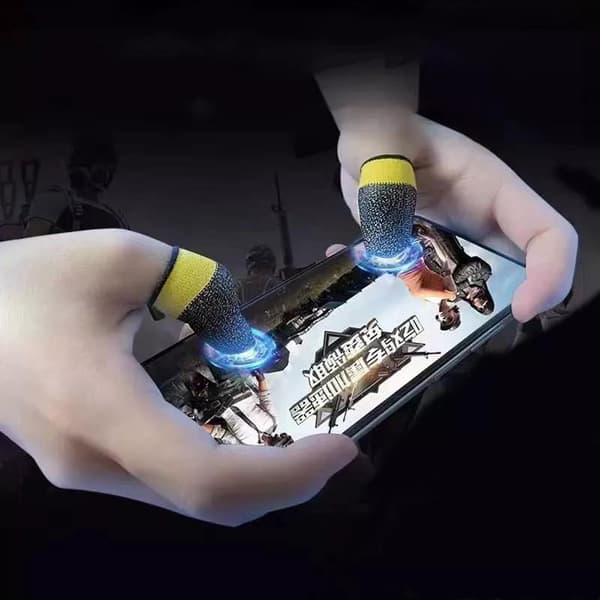 Finger Sleeves - Peukalokäsineet mobiilipelaamiseen hopeakuitu (2 kpl)