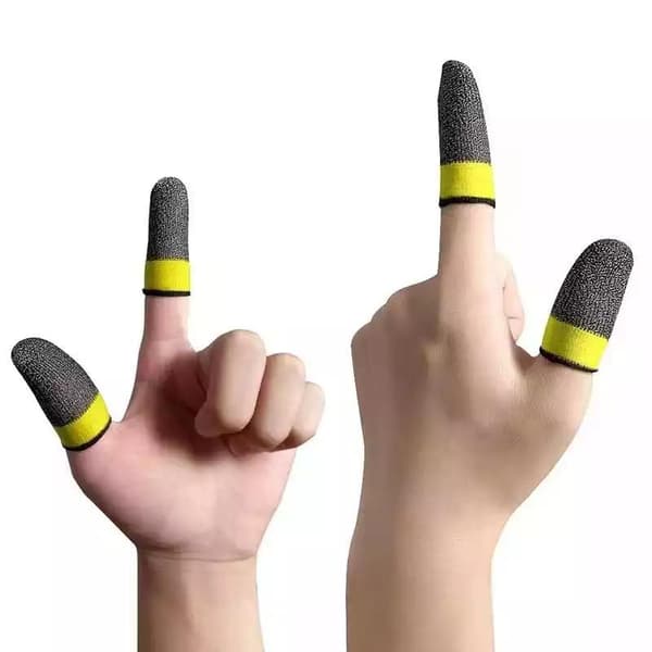 Finger Sleeves - Peukalokäsineet mobiilipelaamiseen hopeakuitu (2 kpl) Keltainen One-size