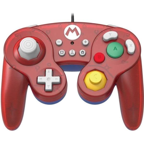 Hori Battle Pad GameCube Type Super Smash Bros Wired Controller för Nintendo Switch - Mario Design - Officiell Nintendo-licens