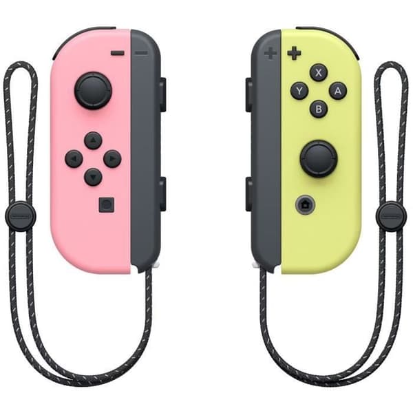 Ett par Pastell Pink &amp; Pastell Yellow Joy-Con-kontroller för Nintendo Switch