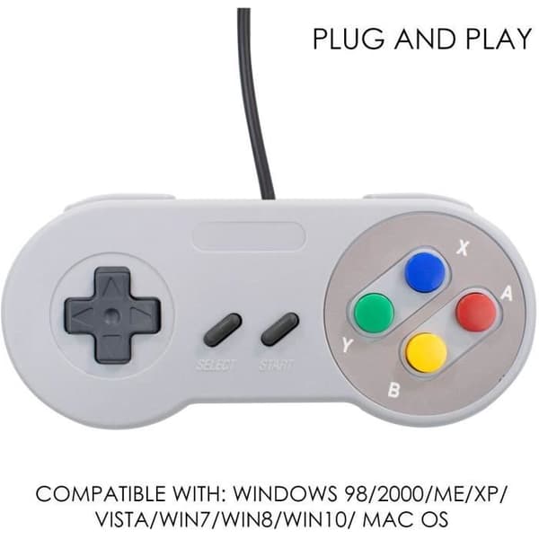 2-pack Snes-NES Imitation Controller USB - Klassisk Retro Gamepad kompatibel med speldator, dator, dator P[J15]